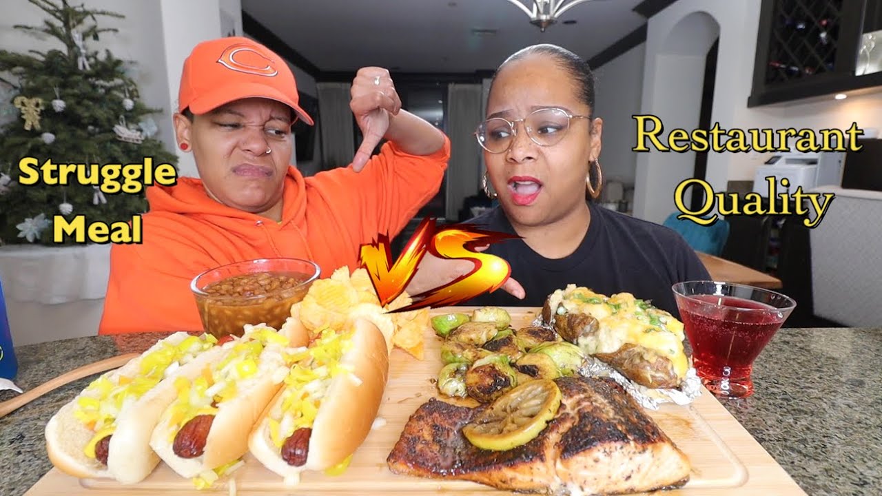 FAVORITE STRUGGLE MEAL VS. RESTAURANT QUALITY MEAL MUKBANG! - YouTube