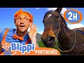 Blippi Visita uma Fazenda! | 2 HORAS DO BLIPPI! | Vídeos de Animais para Crianças em Português