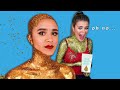I did the amazing Refinery29 gold glitter look