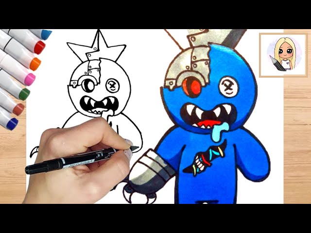 Rainbow Friends 🌈 How To Draw Cyborg Blue 