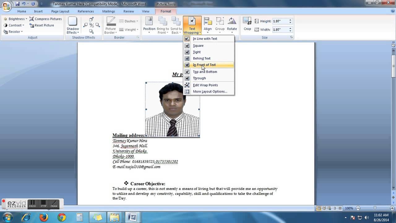 How To Insert My Picture Into My Resume cv YouTube