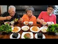 소소한 할머니 집밥~! (참치 김치찌개, 영양듬뿍 양배추 나물, 양념 깻잎) Tuna Kimchi Jjigae Mukbang / Korean Food Recipes