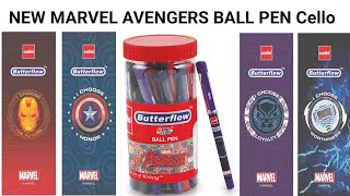 Marvel Avengers Superhero designs Cello Butterflow Ball Pen (25 Pens Jar Blue) Unboxig