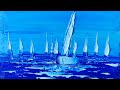 Sea / Sailboats / Blue Sky / Seascape / Abstract Painting / Tutorial For Beginners