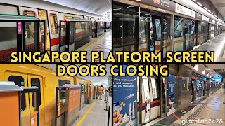 Train \& Monorail Platform Screen Doors Closing Compilation, Singapore 2022