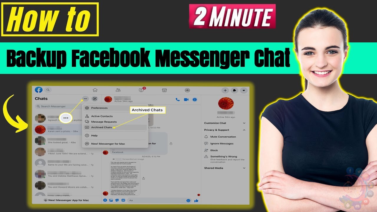 How to backup facebook messenger chat 2024 YouTube