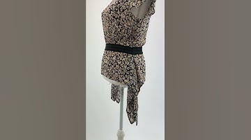 Antalya, BlushBlackBlue MultiPrint Elastic Waist Flutter Slv Top WDropped Side Peplum Waist, Size 10