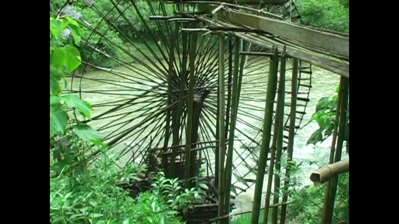 Waterwheel make from bamboos in Laos