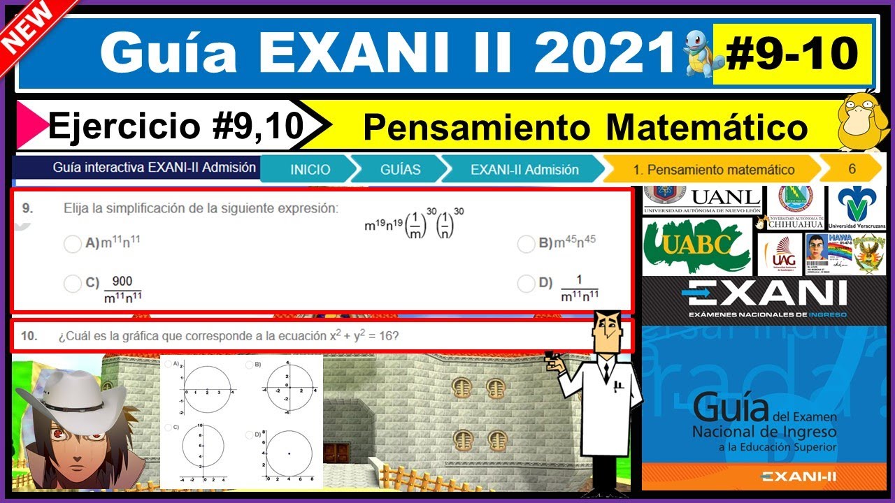 Guía EXANI II 2022 Pensamiento Matemático Ejercicio #9 y 10 Guía