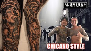 CHICANO STYLE - FULL LEG TATTOO [FULL VIDEO]