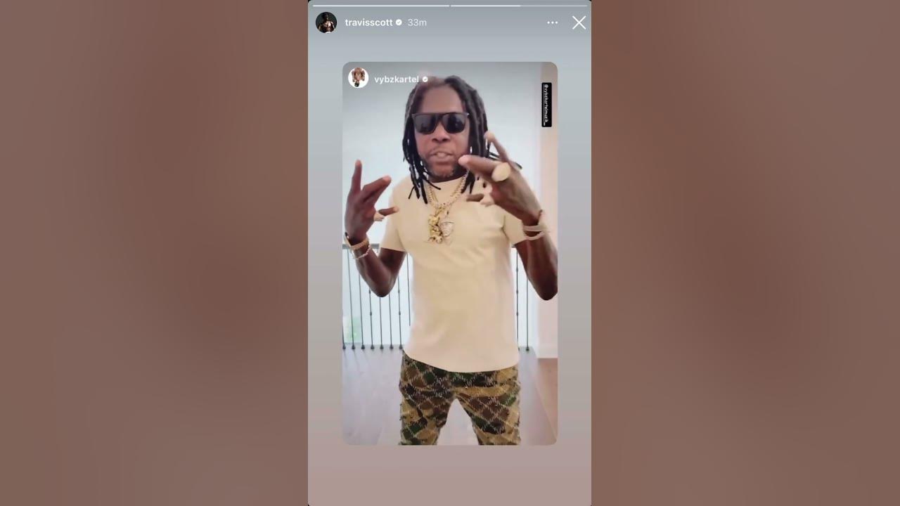 Vybz Kartel got reposted @TravisScottXX  rocking cactus jack #tydy  #vybzkartel #travisscott #fe!n