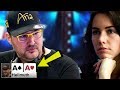 Phil Hellmuth TRAPS Liv Boeree With Pocket Aces - Crazy Poker Hand