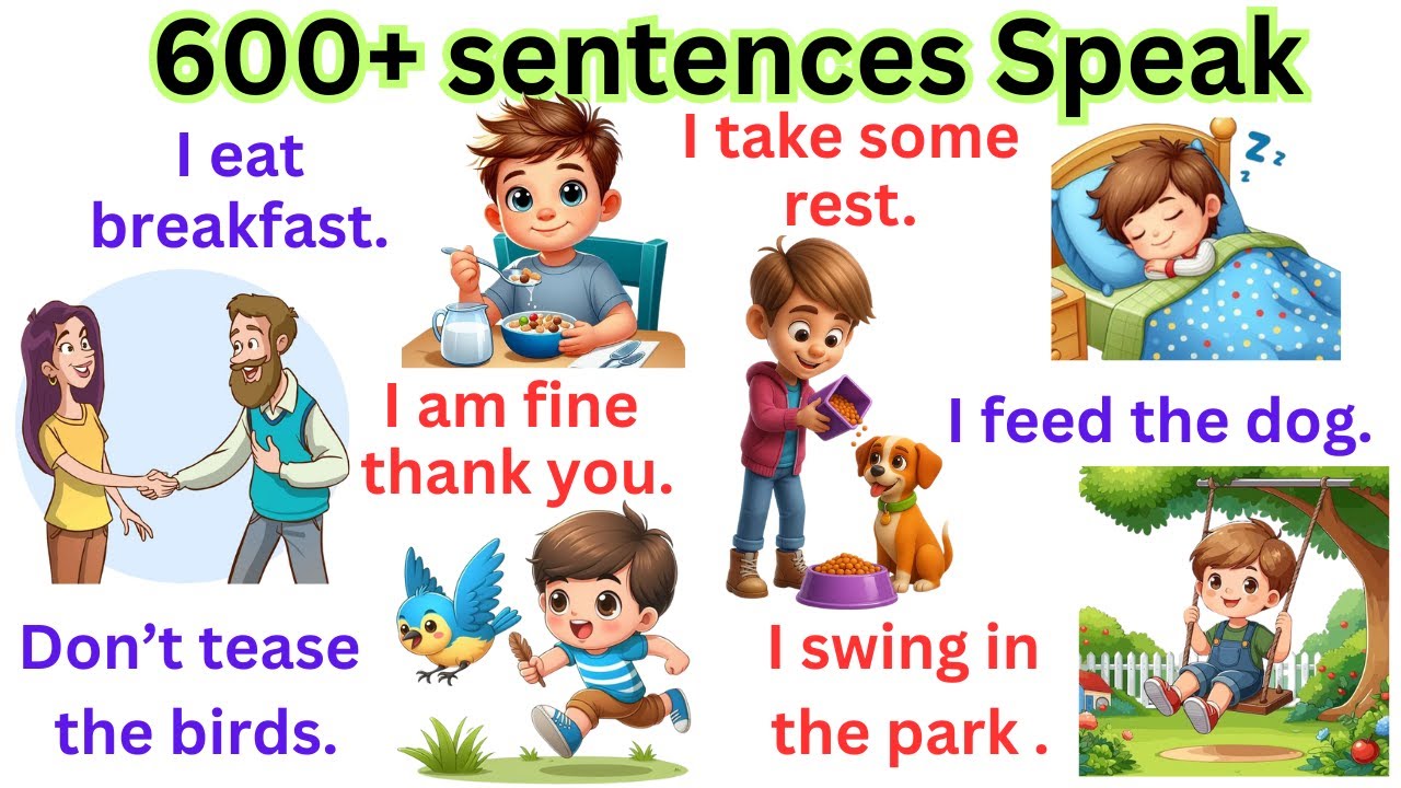 Speak English With Kids | 600 Daily Use Sentences for Children | English Speaking Practice at Home