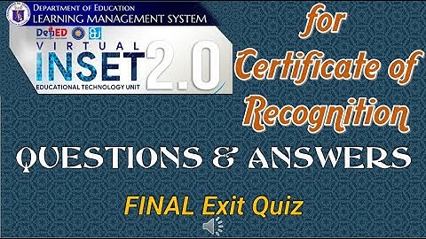 VINSET 2.0 FINAL EXIT QUIZ SAMPLE QUESTIONS AND ANSWERS for CERTIFICATE OF RECOGNITION