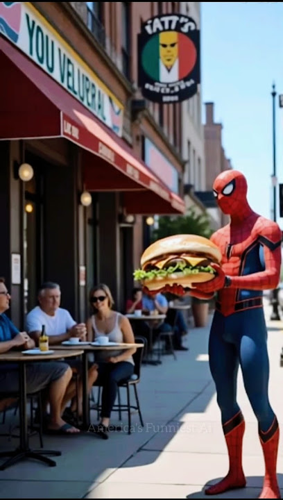 Spider man Chows Down on the Famous Juicy Lucy at Matt's Bar! 🍔💪 #Shorts #marvel #spiderman #burger