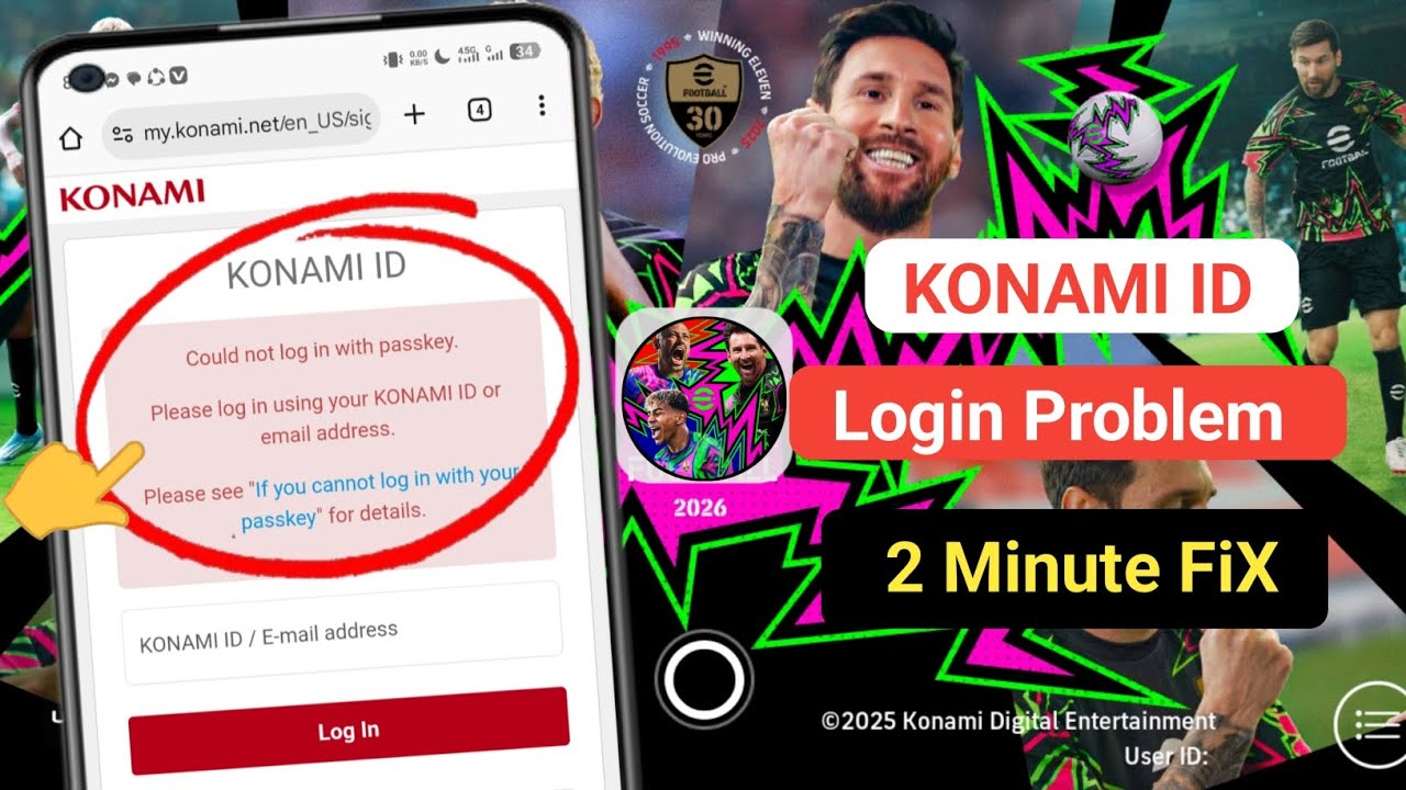 How to Fix Konami ID Login Problem in eFootball 2025 Update| Konami ID Login Failed Issue.
