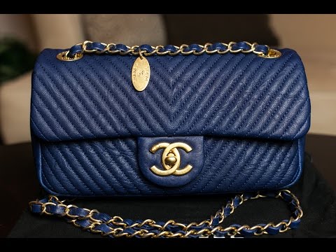 Chanel Medium Flap bag Cruise 2016 Blue Olive green Leather ref