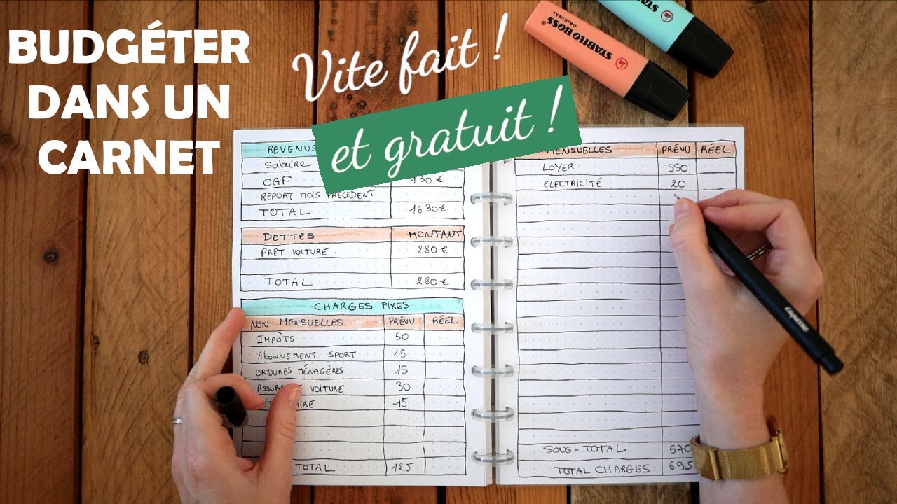 Faire son budget dans un carnet bujo ✨ Budget mensuel gratuit