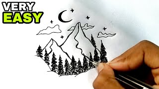 How to draw Winter mountain scenery - Very easy - SHN Best Art