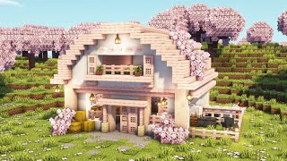 [Minecraft] How to Build a Cherry Blossom Barn / Tutorial