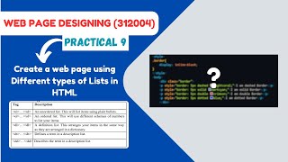 WPD  Practical 8 & 9 Part 2  Web Page Designing 312004 with Exercise K Scheme MSBTE