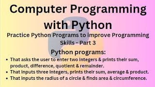 Python Programming Language Course - Practice Python Programs to improve Programming Skills β Part 3
