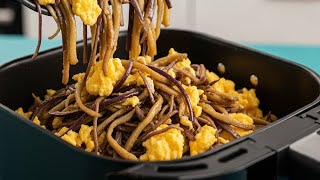 Air Fryer Eggplant Scramble Egg, Healthy, Easy, Quick Budget Breakfast Hack, Your New Fitness Meal