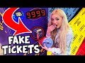 USING FAKE TICKETS AT THE ARCADE!!! (I CAN'T BELIEVE IT WORKED!!)