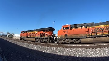 BNSF intermodal with DPUs and Horn Salute
