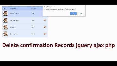 Delete confirmation Records jquery ajax php