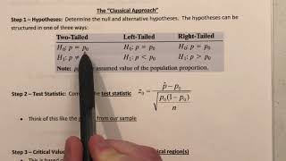 MATH 191 - 10.2 (pages 6-9) - Hypothesis Test for Population Parameter