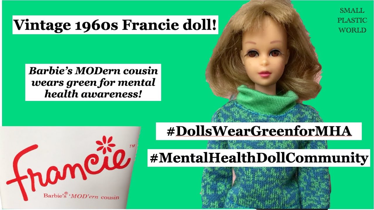 Francie, Barbie's groovy 60s MODern cousin, wears green for Mental