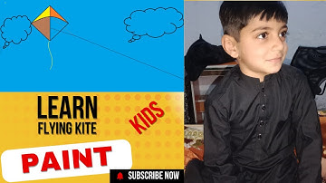 Drawing in MS Paint | How to make flying kite in paint window | Step by Step | kids Easy learning