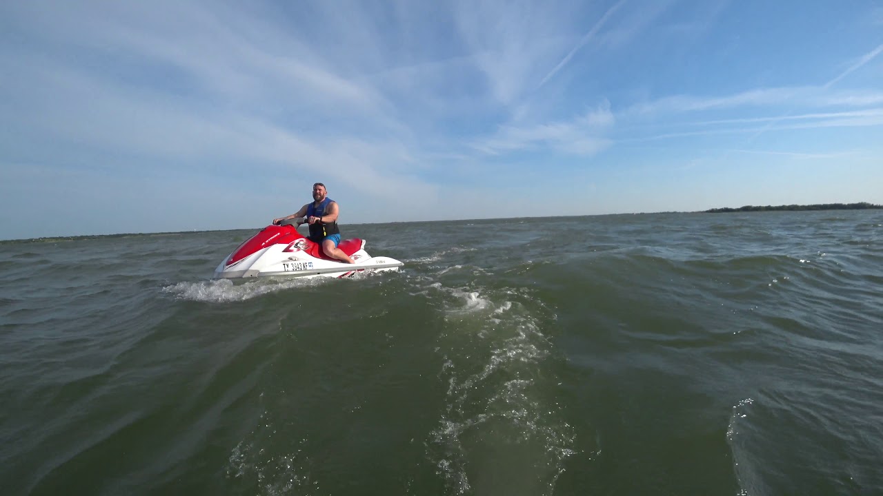 Lake Lavon May 2018, jet ski blasting in rough water (15mph wind, water