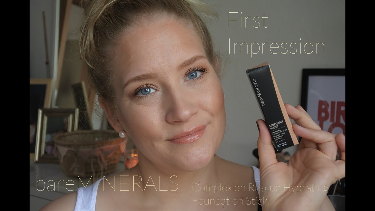 FIRST IMPRESSION // bareMINERALS COMPLEXION RESCUE HYDRATING FOUNDATION STICK!!! // WOW!