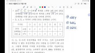 2022 서울과고 생명과학2 2학기 기말고사 서술형 1번