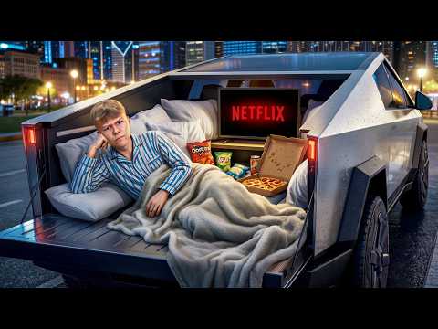 I spent the NIGHT in a Tesla Cybertruck...