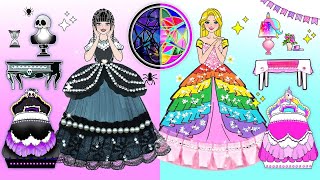 DIY Ideas for Dolls - Feira Negra Wenesday Addams VS Casa Rainbow Rapunzel - LOL Surprise DIYs