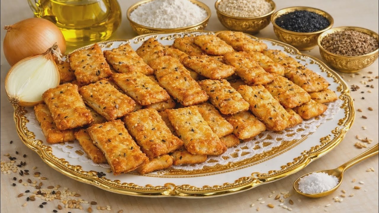 Две луковицы и мука — и получаются самые вкусные и простые в приготовлении крекеры.