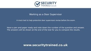 Working As A Door Supervisor Mock Test Working As A Door Supervisor Mock Test