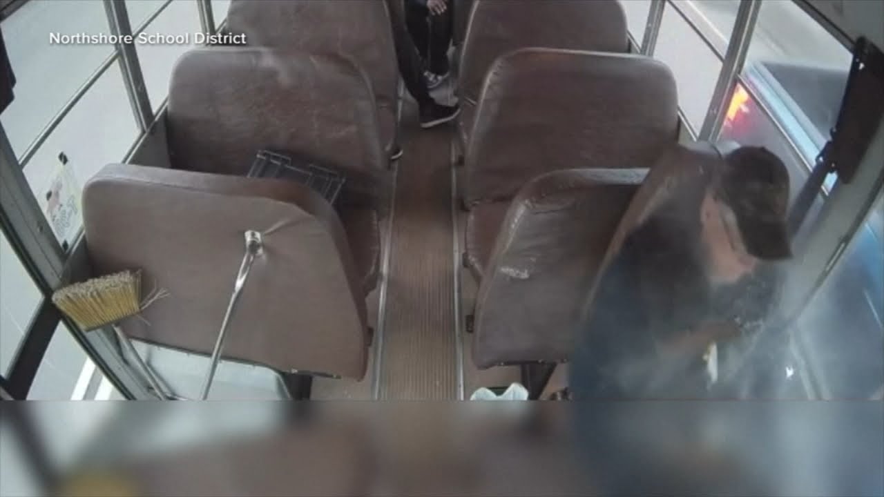 School bus driver keeps calm after being hit with flying metal: VIDEO
