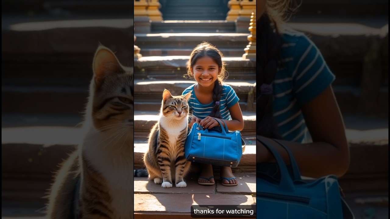 A girl and baby cat 🐈 said story😭 #shortvideo #cartoon #shorts #ytshorts #khahan#cat#animation