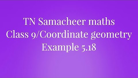 Example 5.18 Class 9 Coordinate geometry Tamilnadu Samacheer maths Nithyaganesh Maths