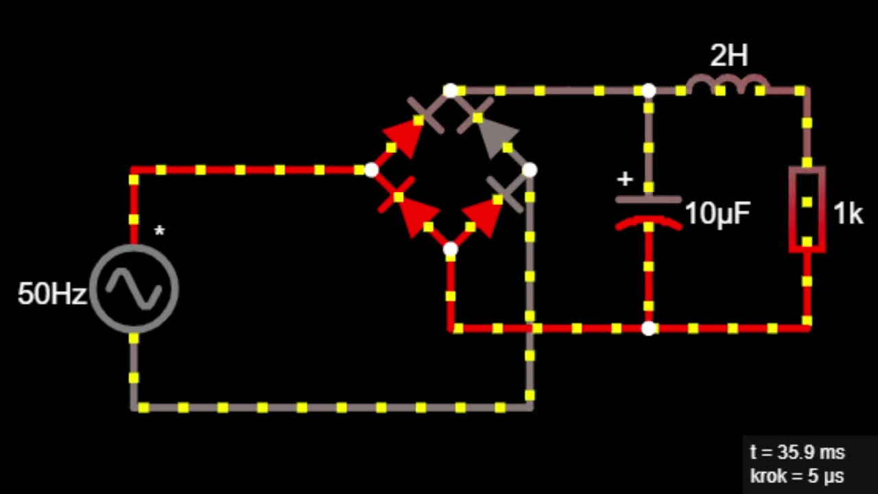 Schemat prostownika dwupołówkowego z filtrem - YouTube