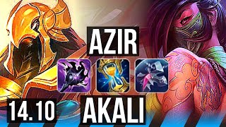 AZIR vs AKALI (MID) | 81k DMG, 800+ games, Dominating | KR Grandmaster | 14.10