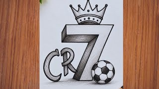 CR7 Pencil Drawing ✏️⚽ | Cristiano Ronaldo Sketch Drawing | Easy 3D Number 7 Drawing