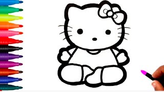 Yoga Girl Hello kitty Drawing Painting Coloring For Kids And Toddlers