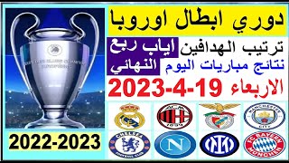 نتائج مباريات دوري ابطال اوروبا اياب ربع النهائي اليوم الاربعاء 19-4-2023 وترتيب الهدافين