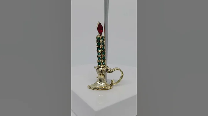 Vintage Dodds Christmas Candle Brooch Pin Red Gree...