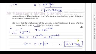 [P3] C3, (GCE), 6665/01, June 2016, Q9, Exponentials and Logarithms, Modelling